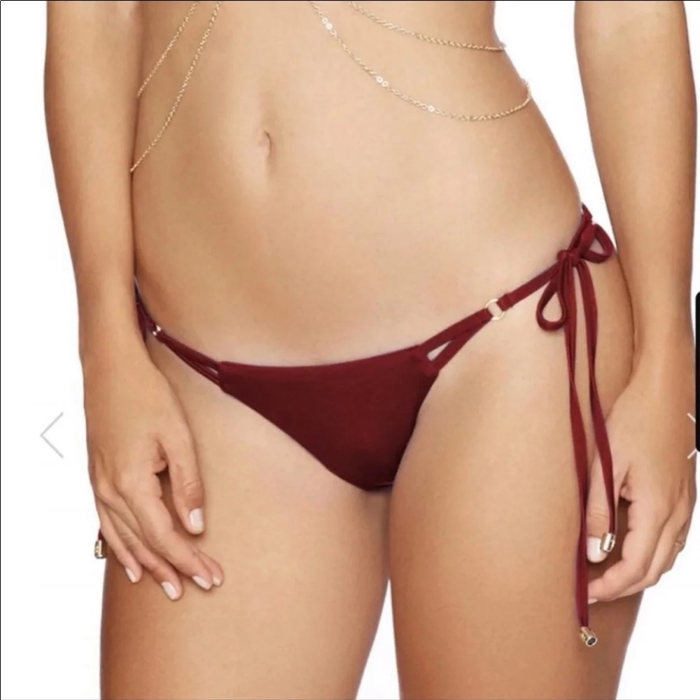 NWT Beach Bunny Maroon Tie String Bikini Bottom Lg